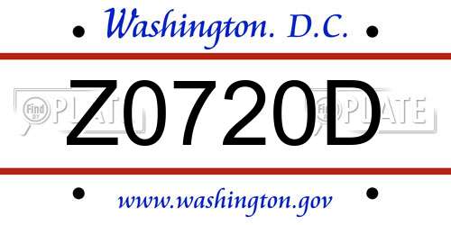 Z0720D District Of Columbia License Plate