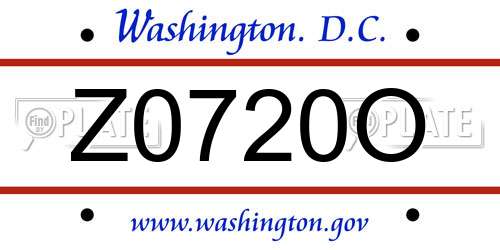 Z0720O District Of Columbia License Plate