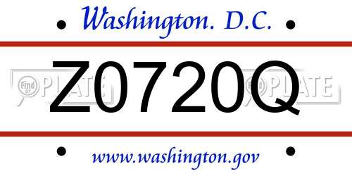 Z0720Q District Of Columbia License Plate