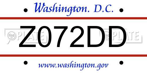 Z072DD District Of Columbia License Plate