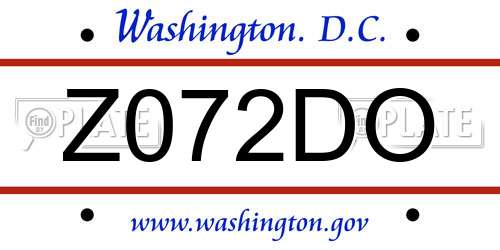 Z072DO District Of Columbia License Plate