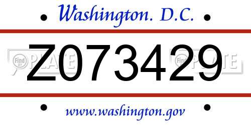 Z073429 District Of Columbia License Plate