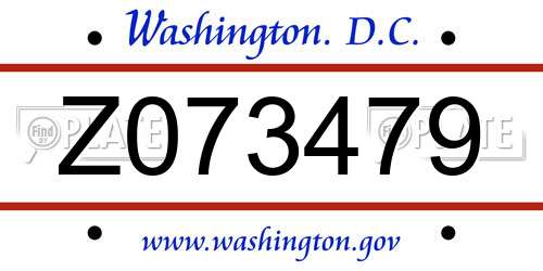 Z073479 District Of Columbia License Plate