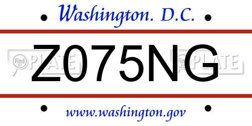 Z075NG District Of Columbia License Plate