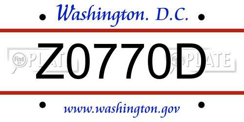 Z0770D District Of Columbia License Plate