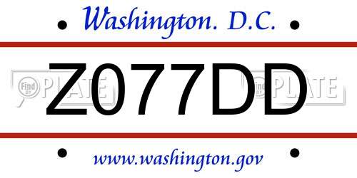 Z077DD District Of Columbia License Plate