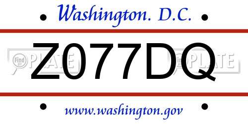 Z077DQ District Of Columbia License Plate