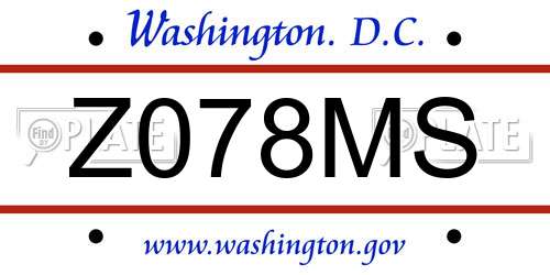 Z078MS District Of Columbia License Plate