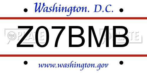 Z07BMB District Of Columbia License Plate