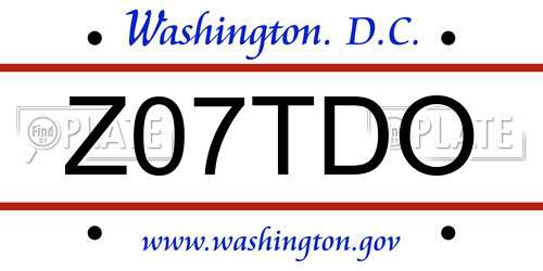Z07TDO District Of Columbia License Plate