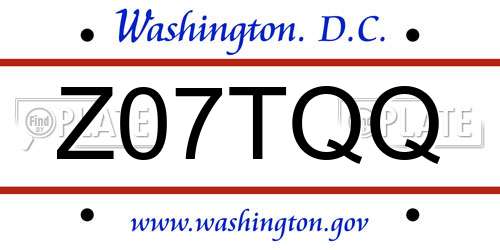 Z07TQQ District Of Columbia License Plate