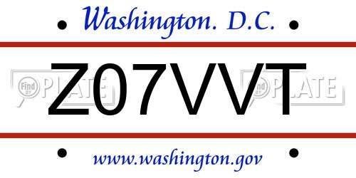 Z07VVT District Of Columbia License Plate