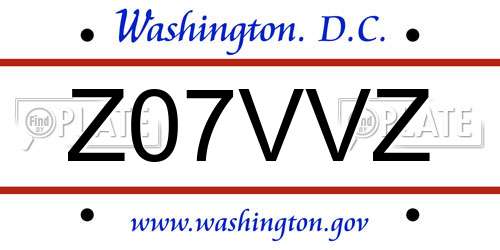 Z07VVZ District Of Columbia License Plate