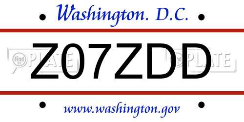 Z07ZDD District Of Columbia License Plate