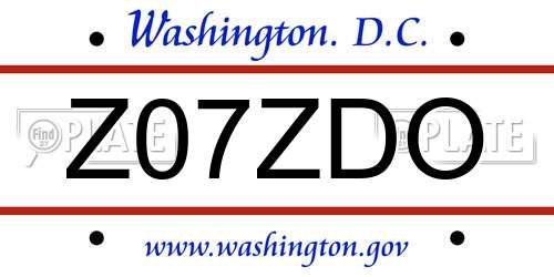 Z07ZDO District Of Columbia License Plate