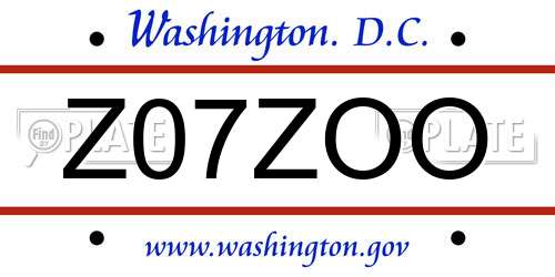 Z07ZOO District Of Columbia License Plate