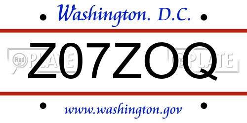 Z07ZOQ District Of Columbia License Plate