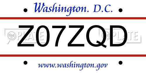 Z07ZQD District Of Columbia License Plate