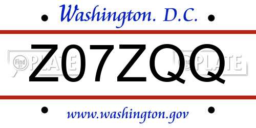 Z07ZQQ District Of Columbia License Plate