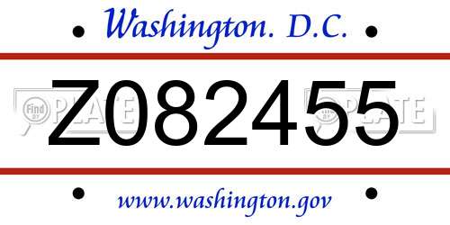 Z082455 District Of Columbia License Plate