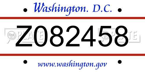 Z082458 District Of Columbia License Plate