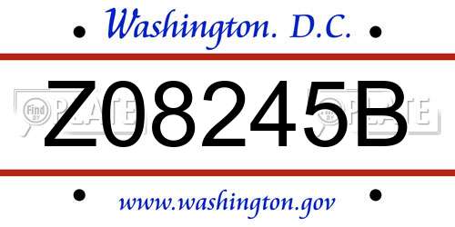 Z08245B District Of Columbia License Plate