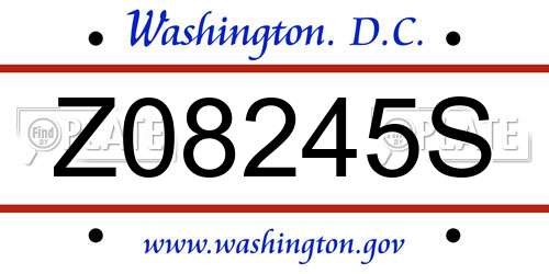 Z08245S District Of Columbia License Plate