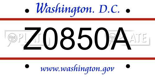 Z0850A District Of Columbia License Plate