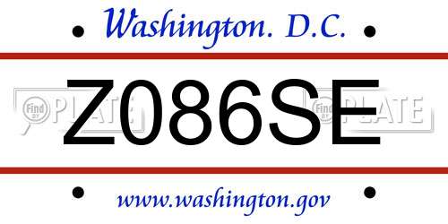 Z086SE District Of Columbia License Plate