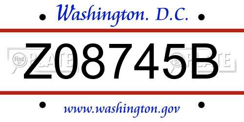 Z08745B District Of Columbia License Plate