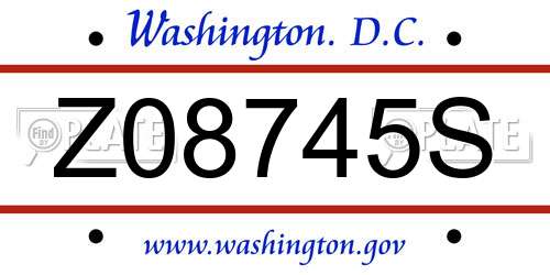 Z08745S District Of Columbia License Plate