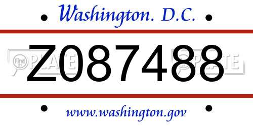 Z087488 District Of Columbia License Plate