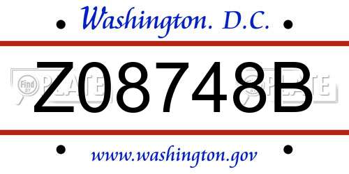 Z08748B District Of Columbia License Plate