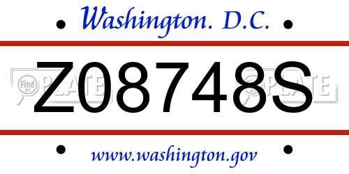 Z08748S District Of Columbia License Plate