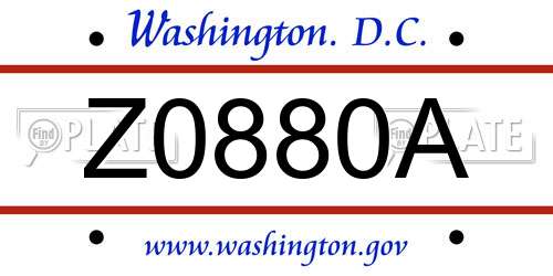 Z0880A District Of Columbia License Plate