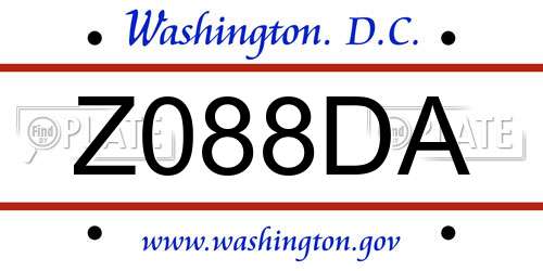 Z088DA District Of Columbia License Plate