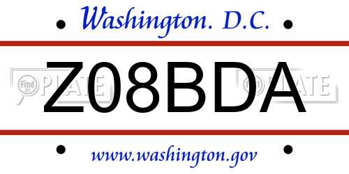 Z08BDA District Of Columbia License Plate