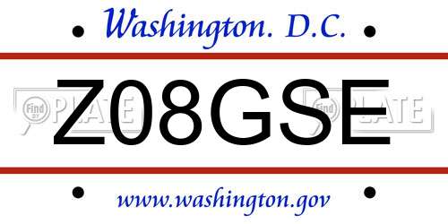Z08GSE District Of Columbia License Plate