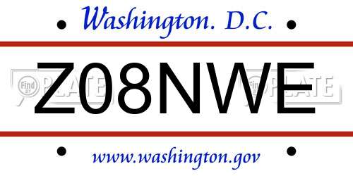 Z08NWE District Of Columbia License Plate
