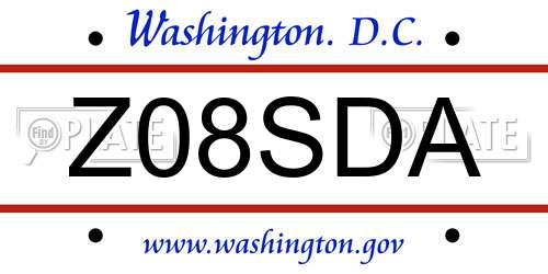 Z08SDA District Of Columbia License Plate