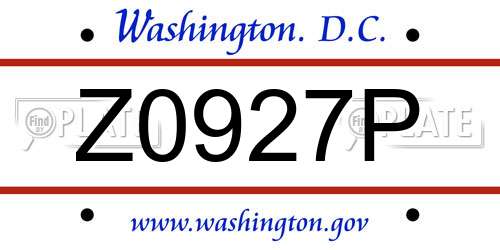 Z0927P District Of Columbia License Plate