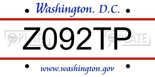Z092TP District Of Columbia License Plate