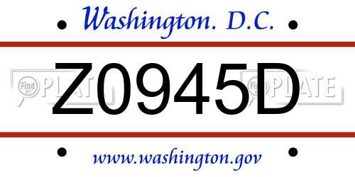 Z0945D District Of Columbia License Plate
