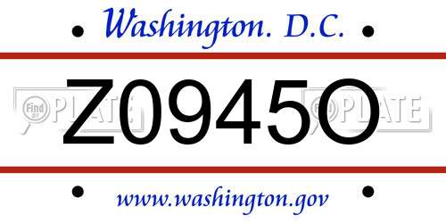 Z0945O District Of Columbia License Plate