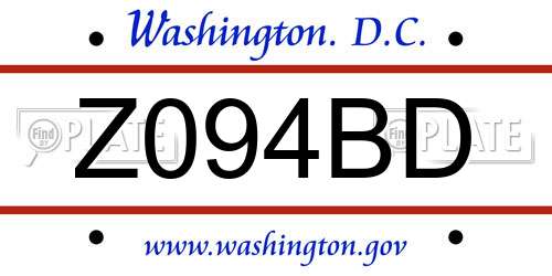 Z094BD District Of Columbia License Plate