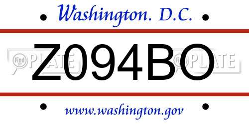 Z094BO District Of Columbia License Plate