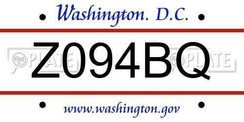 Z094BQ District Of Columbia License Plate