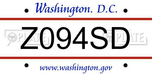 Z094SD District Of Columbia License Plate