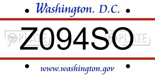 Z094SO District Of Columbia License Plate