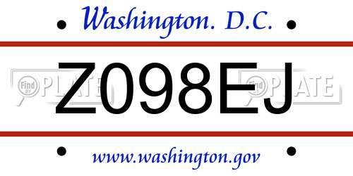 Z098EJ District Of Columbia License Plate